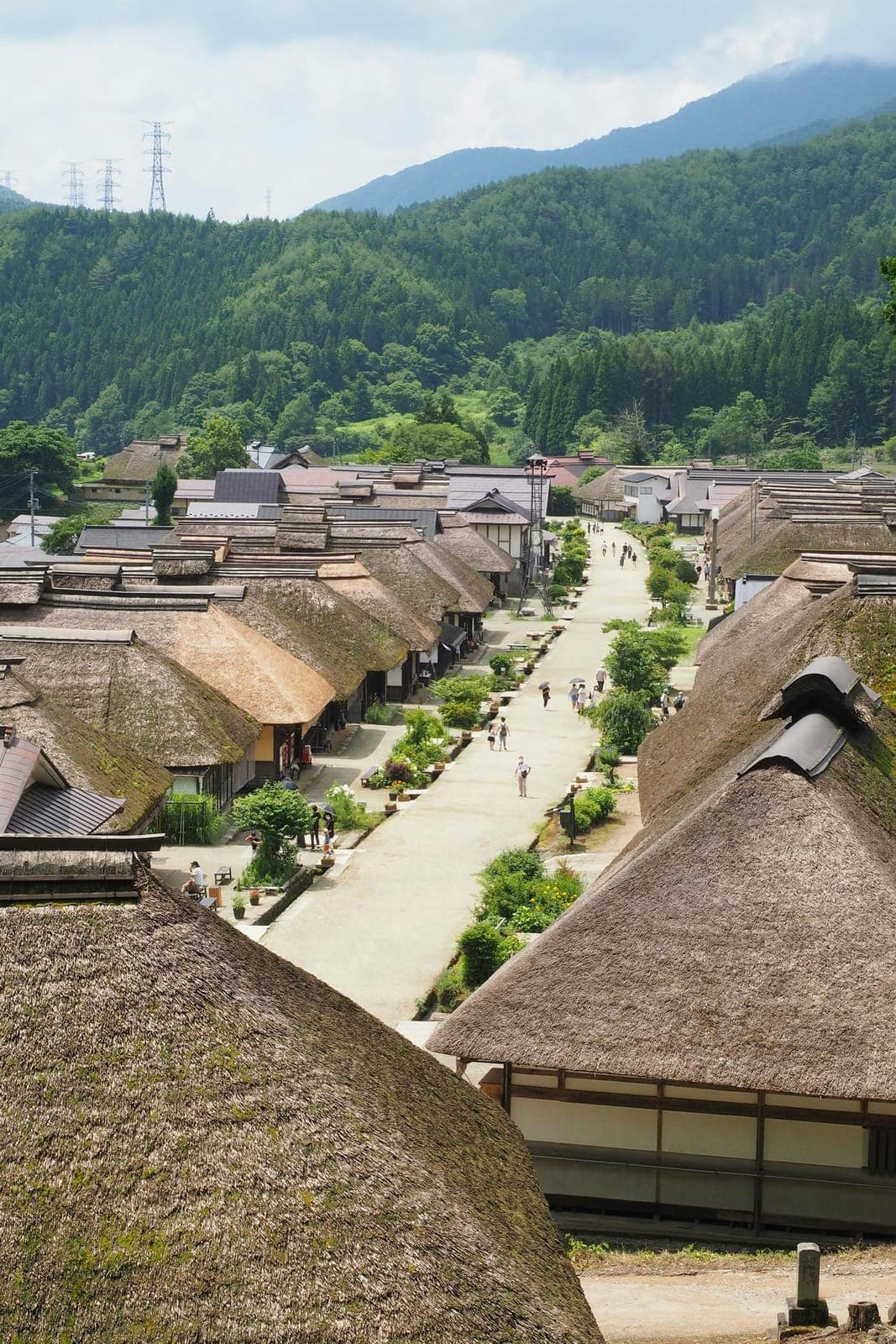 The thatched-roof houses of the historic Ouchi-juku post town in Fukushima