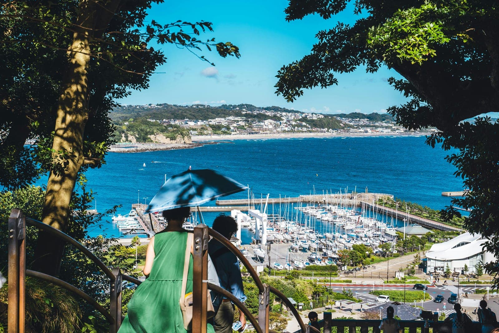 A hillside view over a yacht harbour on the Shonan coast in Kanagawa